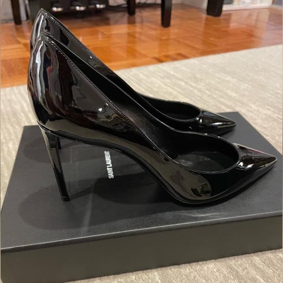 SAINT LAURENT ZOE PUMP 85mm BLACK PATENT LEATHER NEW IN BOX Size 38 US 7.5 - Picture 8 of 10